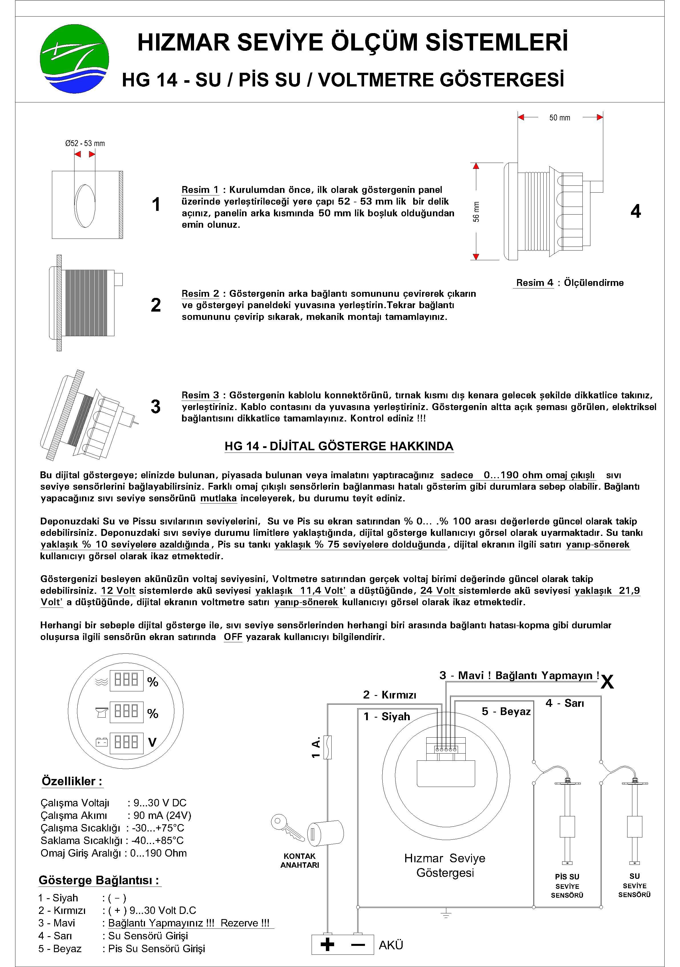 Karavan Seviye Göstergesi 3 lü Özel Tasarım