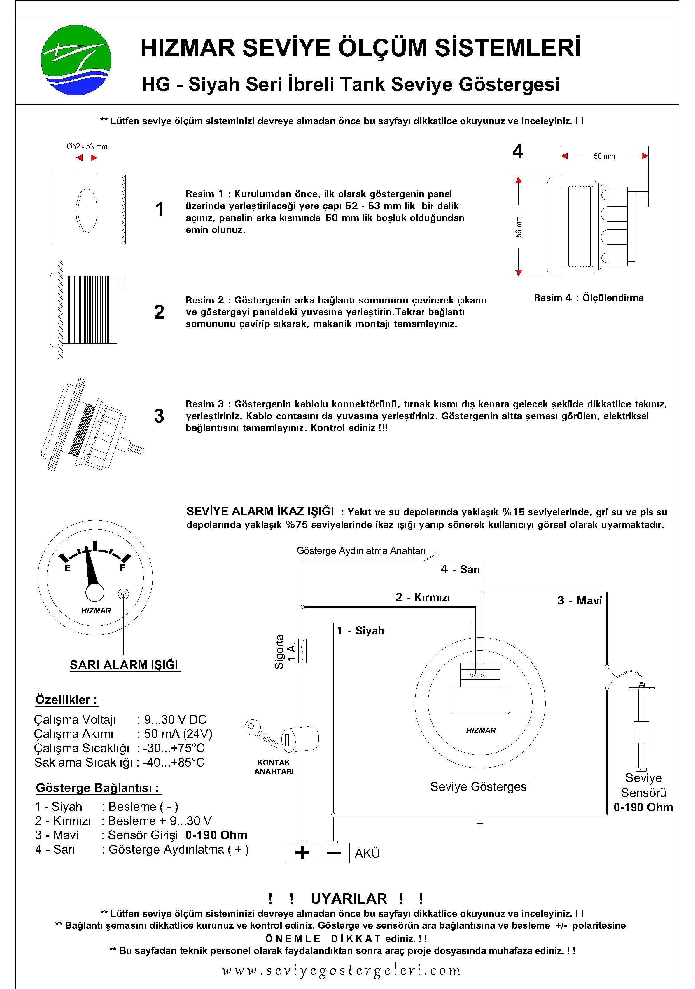 Siyah İbreli Yakıt Seviye Göstergesi