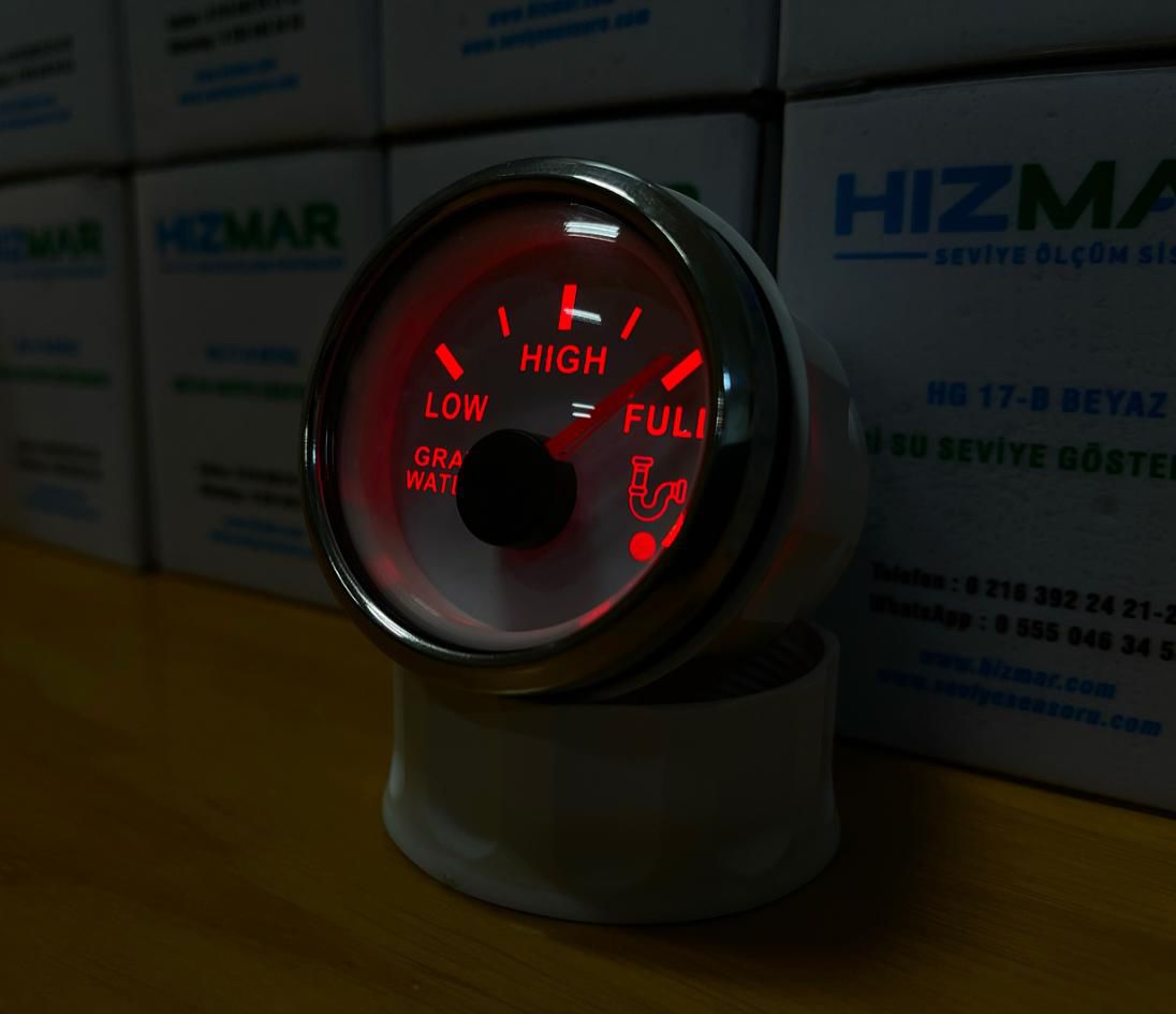 Beyaz İbreli Gri Su Seviye Göstergesi