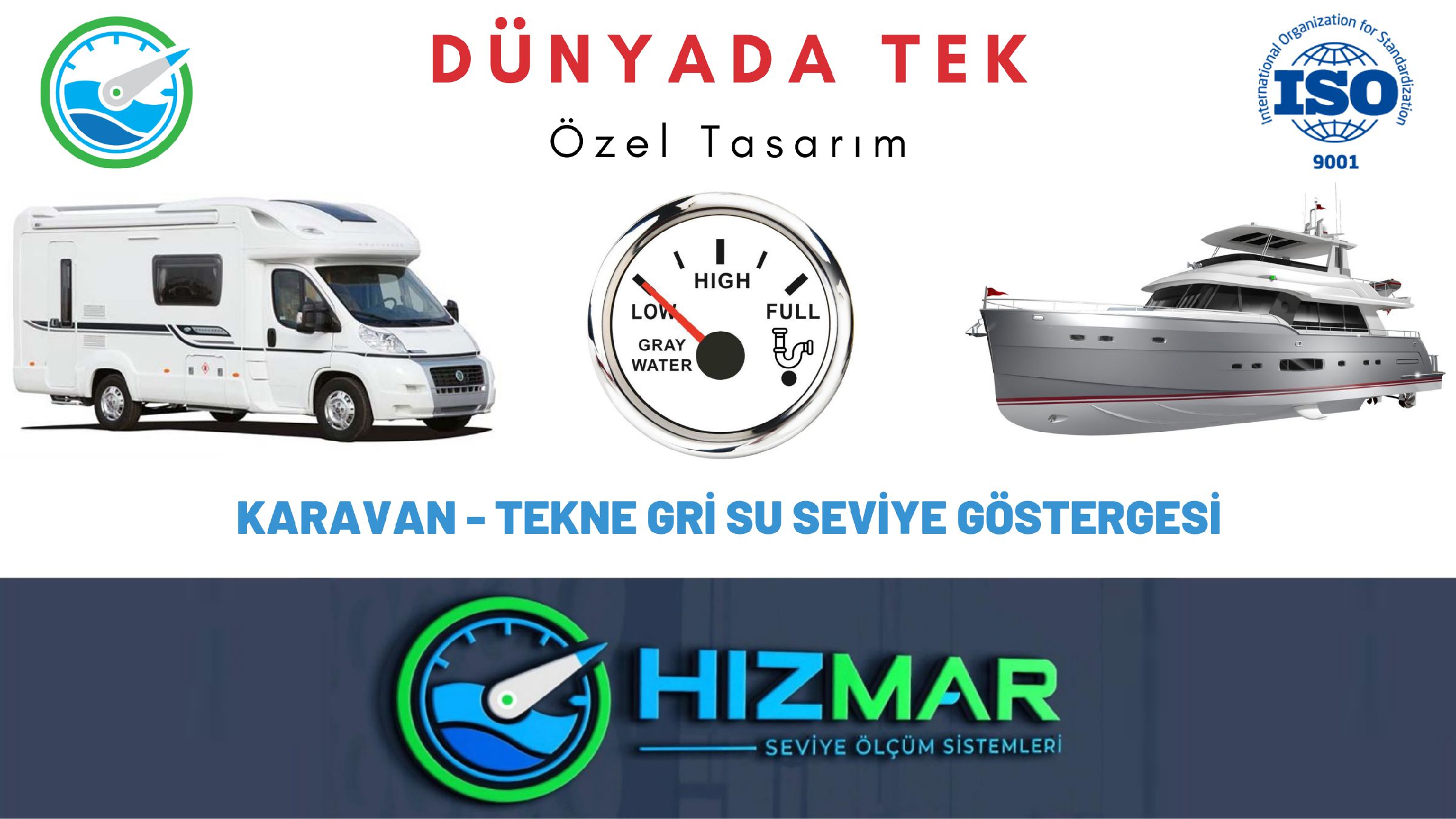 Beyaz İbreli Gri Su Seviye Göstergesi